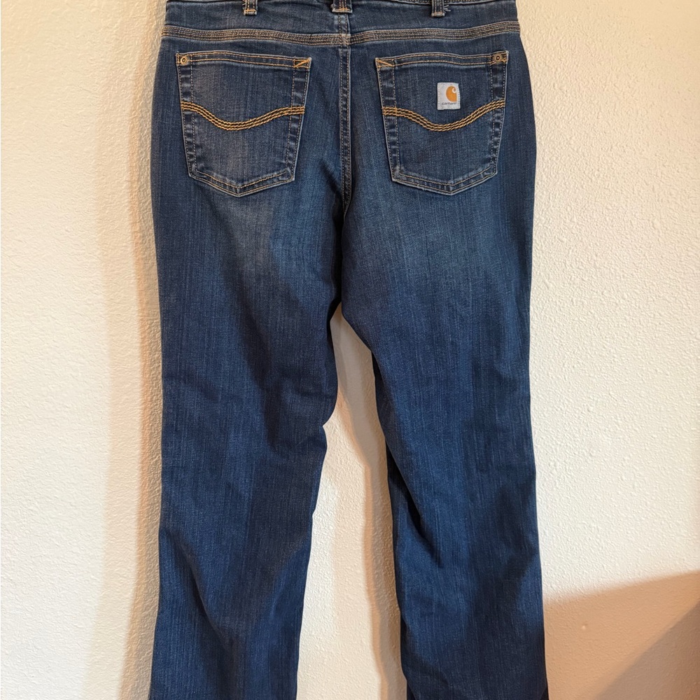 Carhartt Women's Straight-Leg Work Jeans in Medium Blue Wash